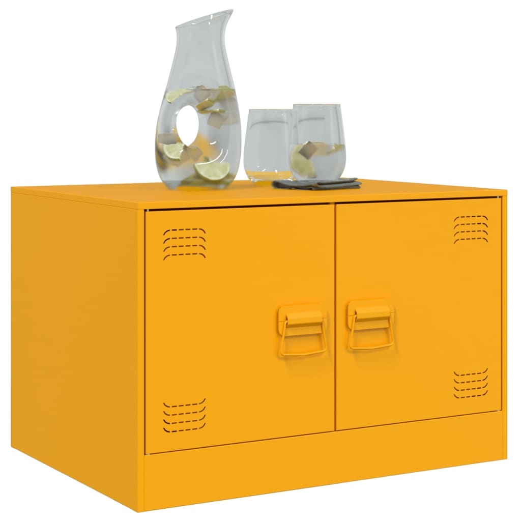 vidaXL Mesa de centro de acero amarillo mostaza 67x50x44 cm