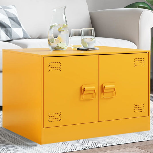 vidaXL Mesa de centro de acero amarillo mostaza 67x50x44 cm