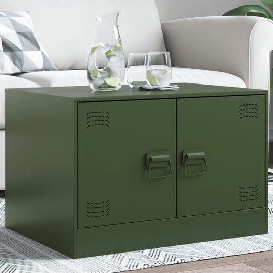 vidaXL Mesa de centro acero verde oliva 67x50x44 cm