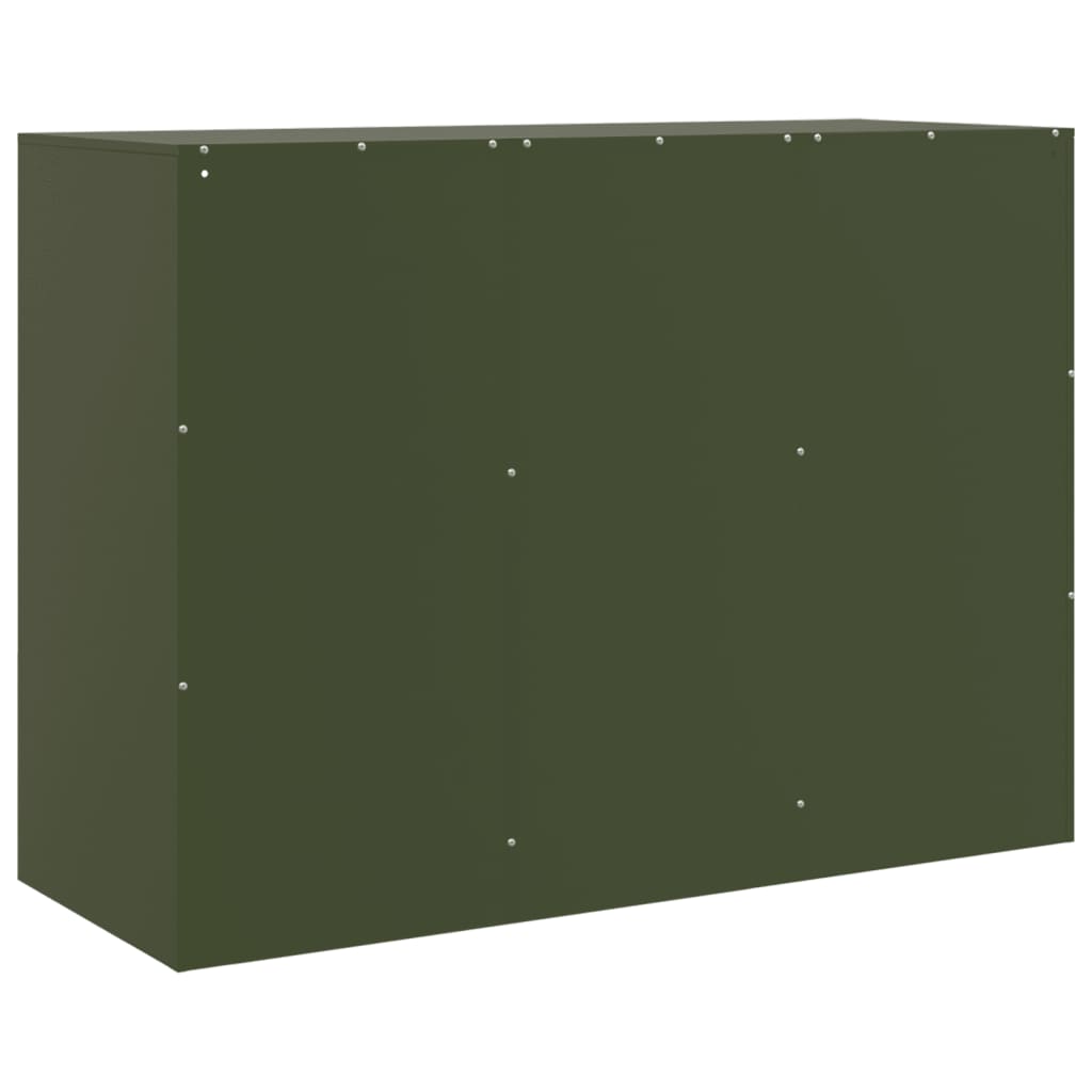 vidaXL Aparador de acero verde oliva 99x39x73 cm