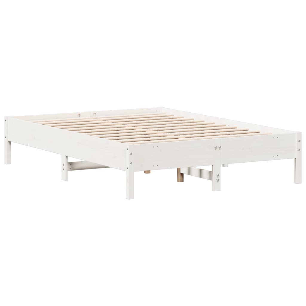 vidaXL Estructura de cama sin colchón madera de pino blanco 135x190 cm