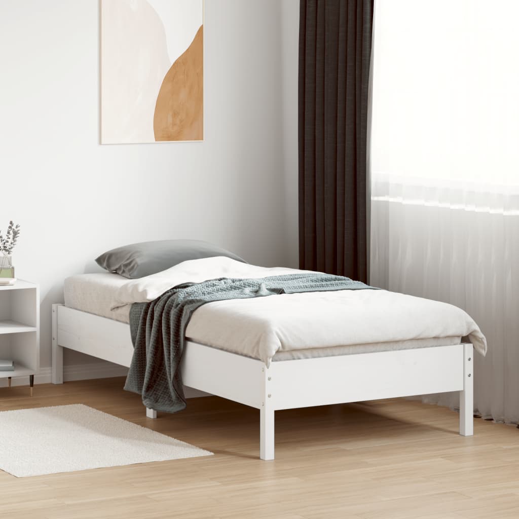 vidaXL Estructura de cama sin colchón madera maciza blanca 75x190 cm