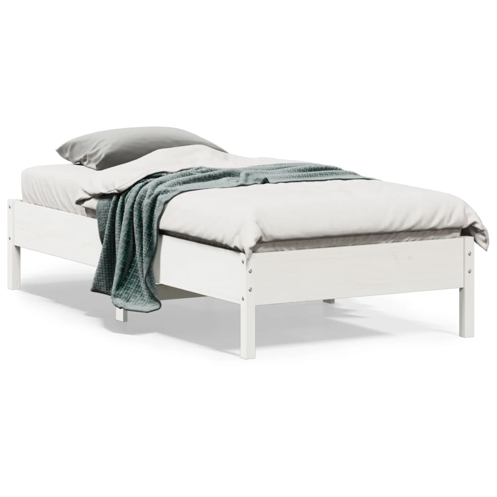 vidaXL Estructura de cama sin colchón madera maciza blanca 75x190 cm