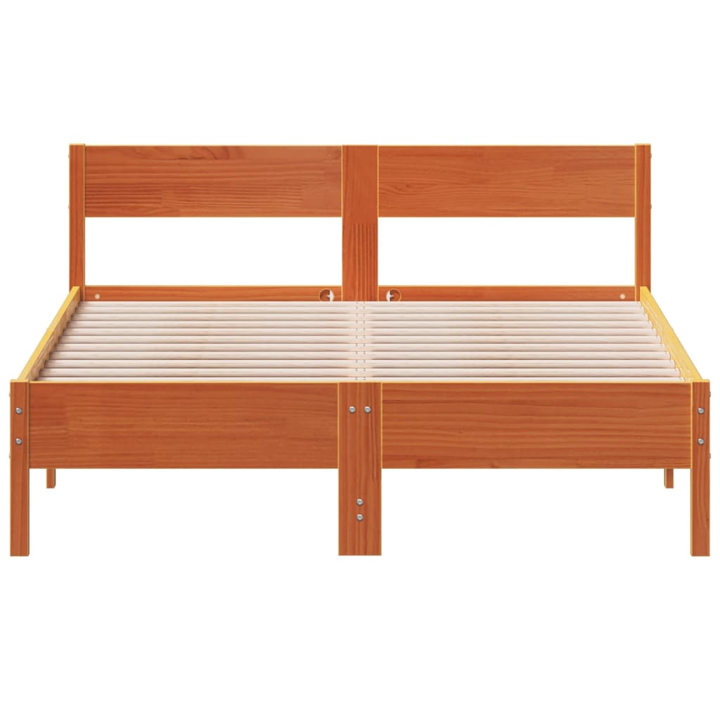 vidaXL Cama sin colchón madera maciza de pino marrón cera 160x200 cm