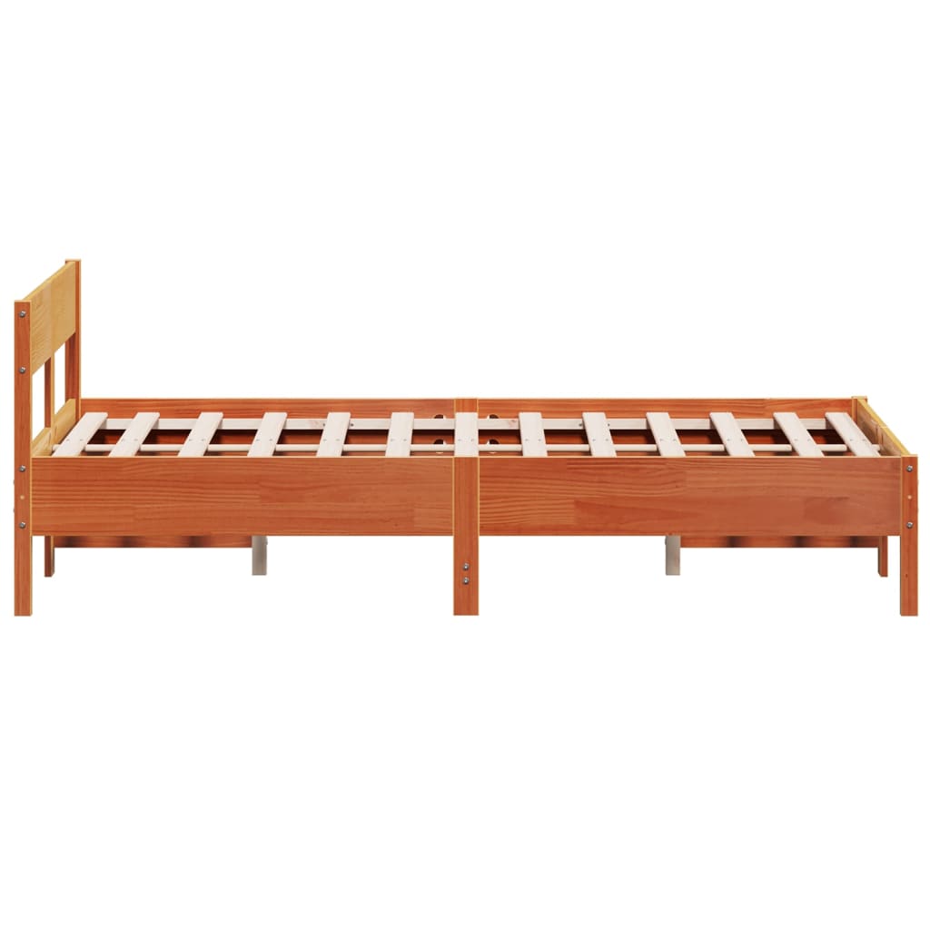 vidaXL Cama sin colchón madera maciza de pino marrón cera 160x200 cm