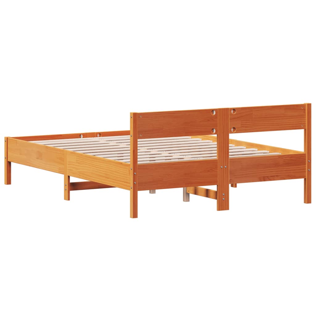 vidaXL Cama sin colchón madera maciza de pino marrón cera 160x200 cm