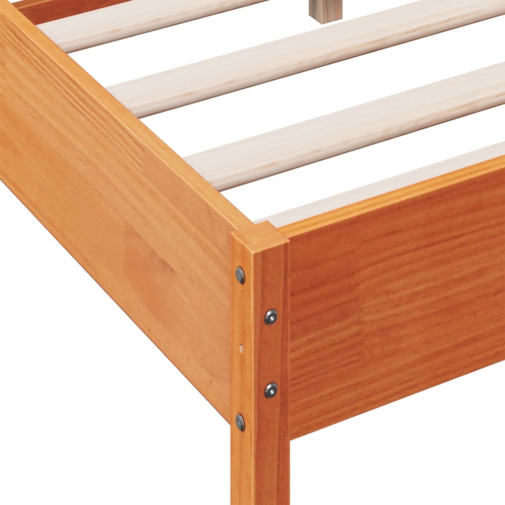 vidaXL Cama sin colchón madera maciza de pino marrón cera 160x200 cm