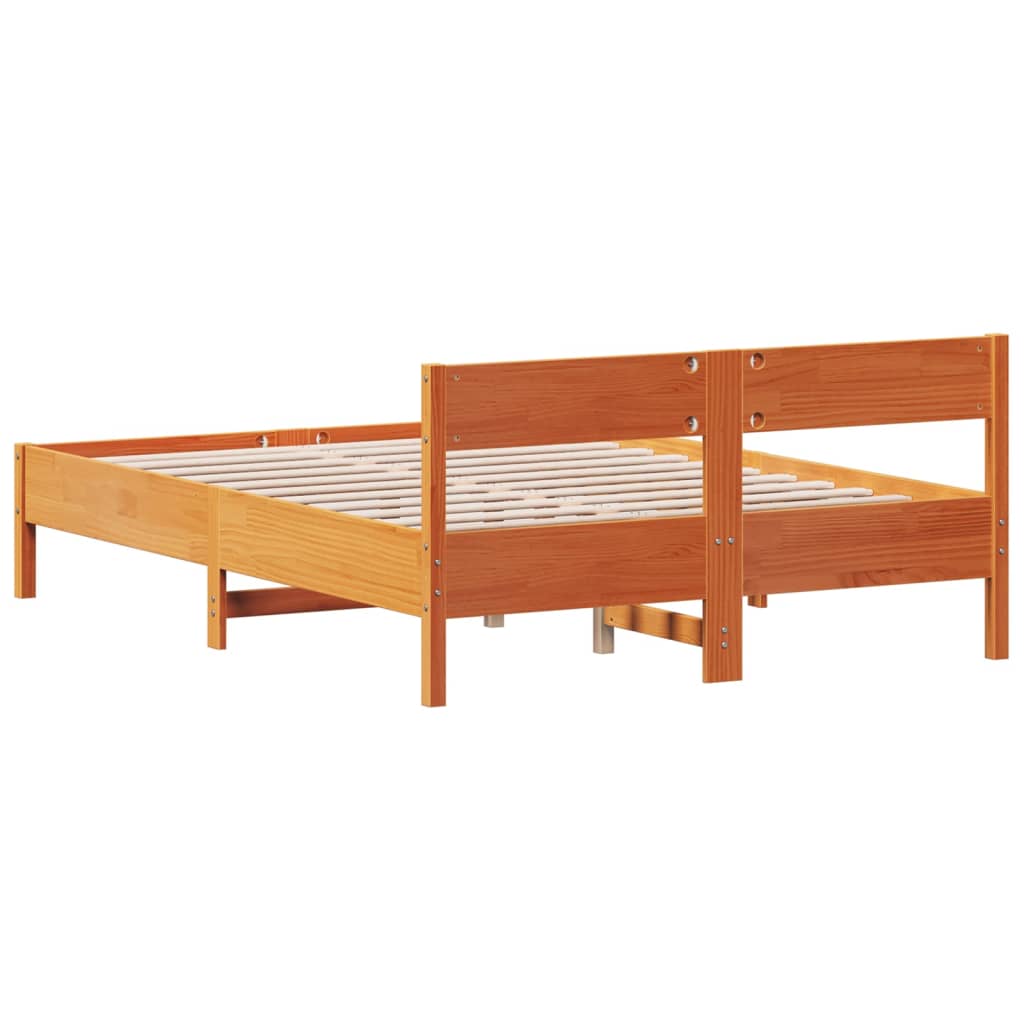 vidaXL Estructura cama con cabecero madera pino marrón cera 120x200 cm