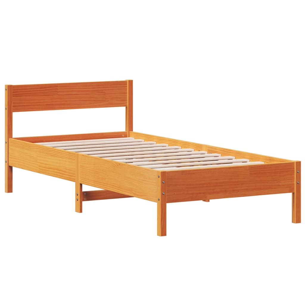 vidaXL Cama sin colchón madera maciza de pino marrón cera 100x200 cm