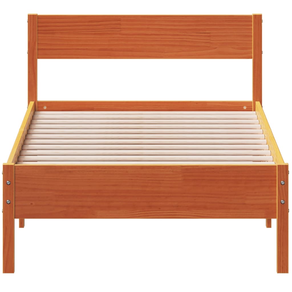 vidaXL Cama sin colchón madera maciza de pino marrón cera 100x200 cm