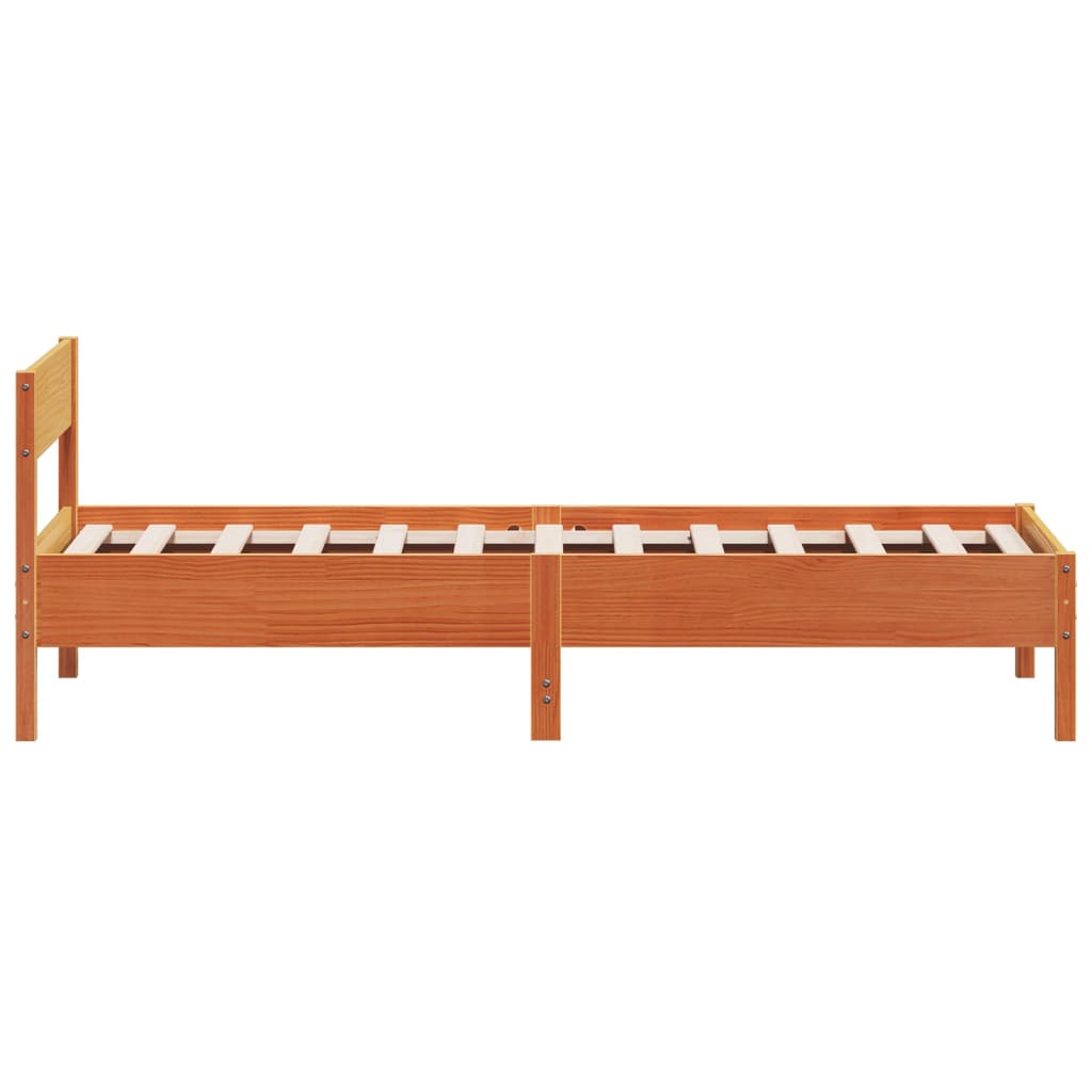 vidaXL Cama sin colchón madera maciza de pino marrón cera 100x200 cm