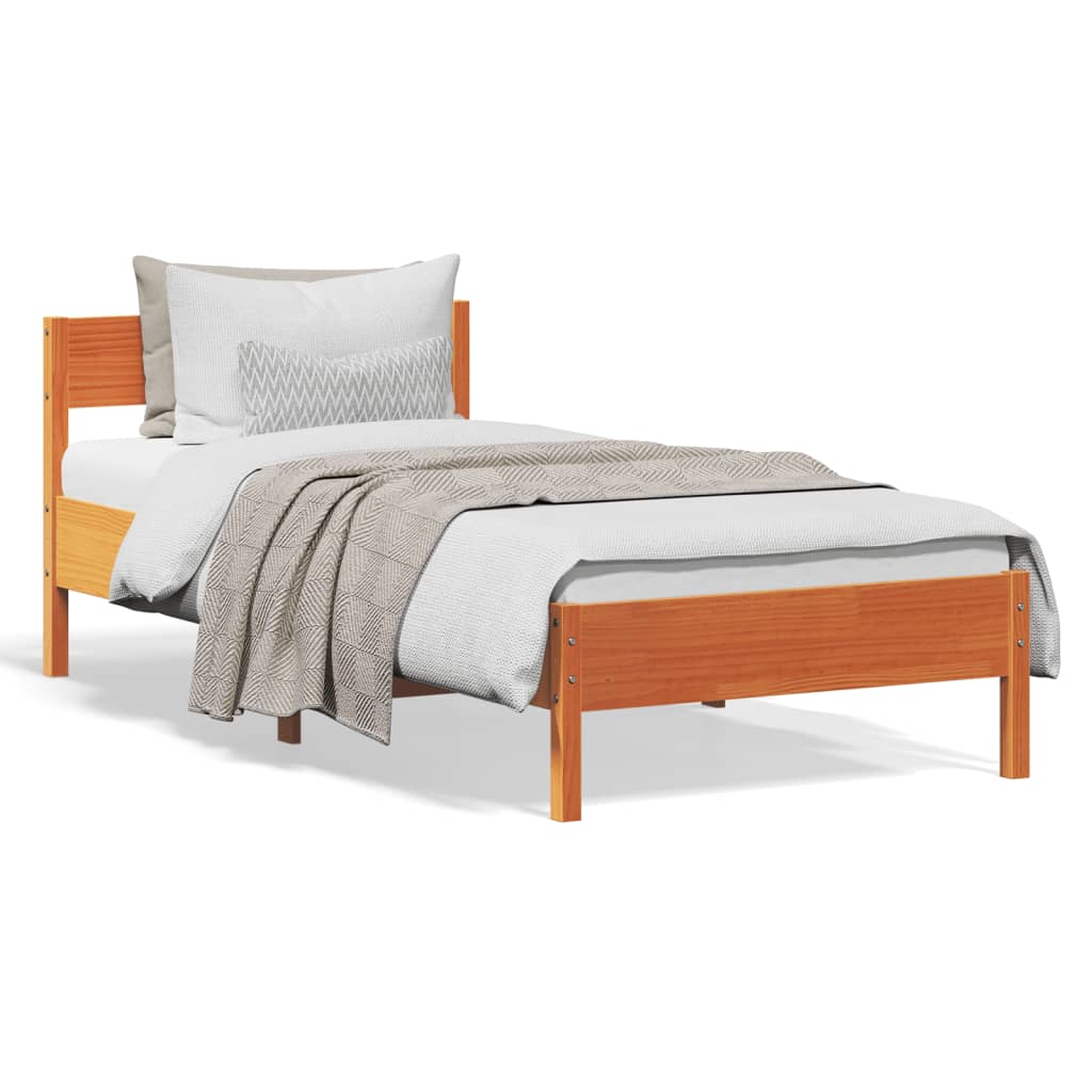 vidaXL Cama sin colchón madera maciza de pino marrón cera 100x200 cm