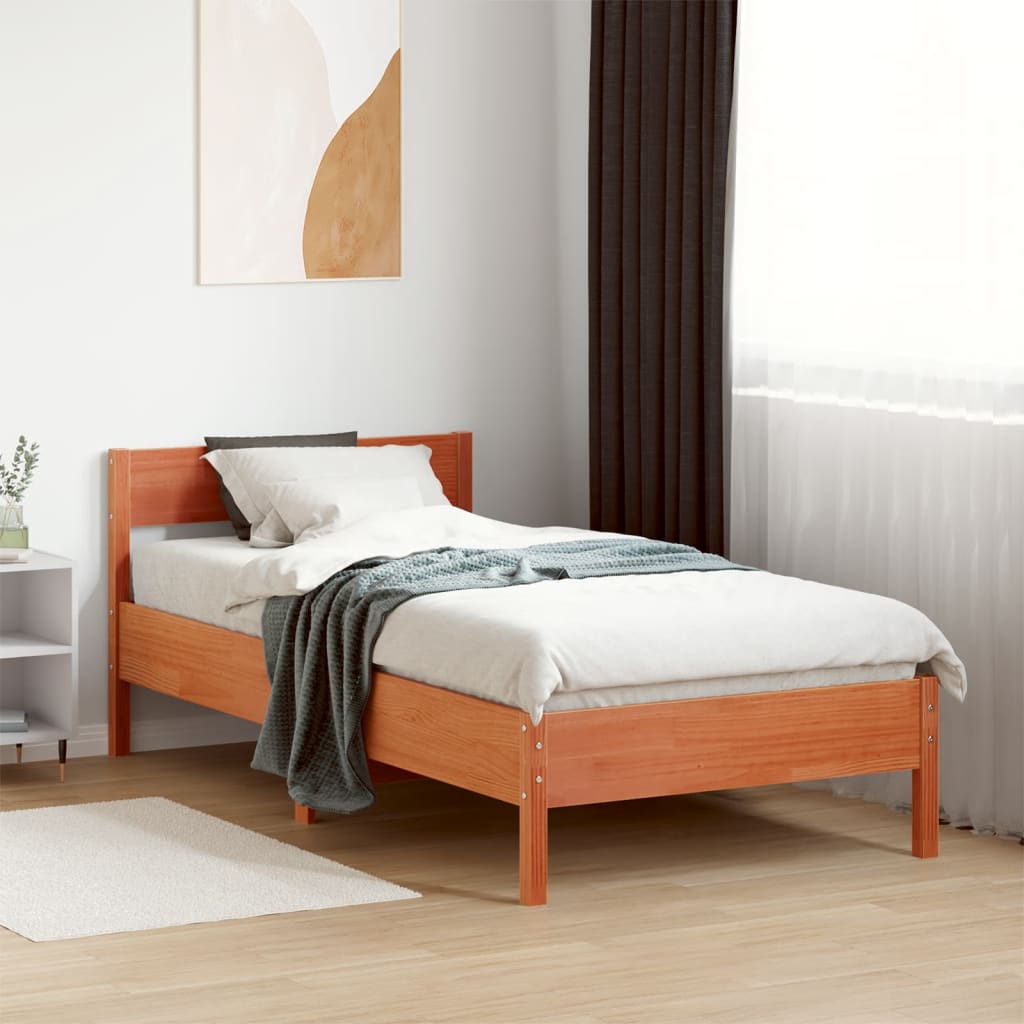 vidaXL Estructura de cama sin colchón madera de pino marrón 90x200 cm