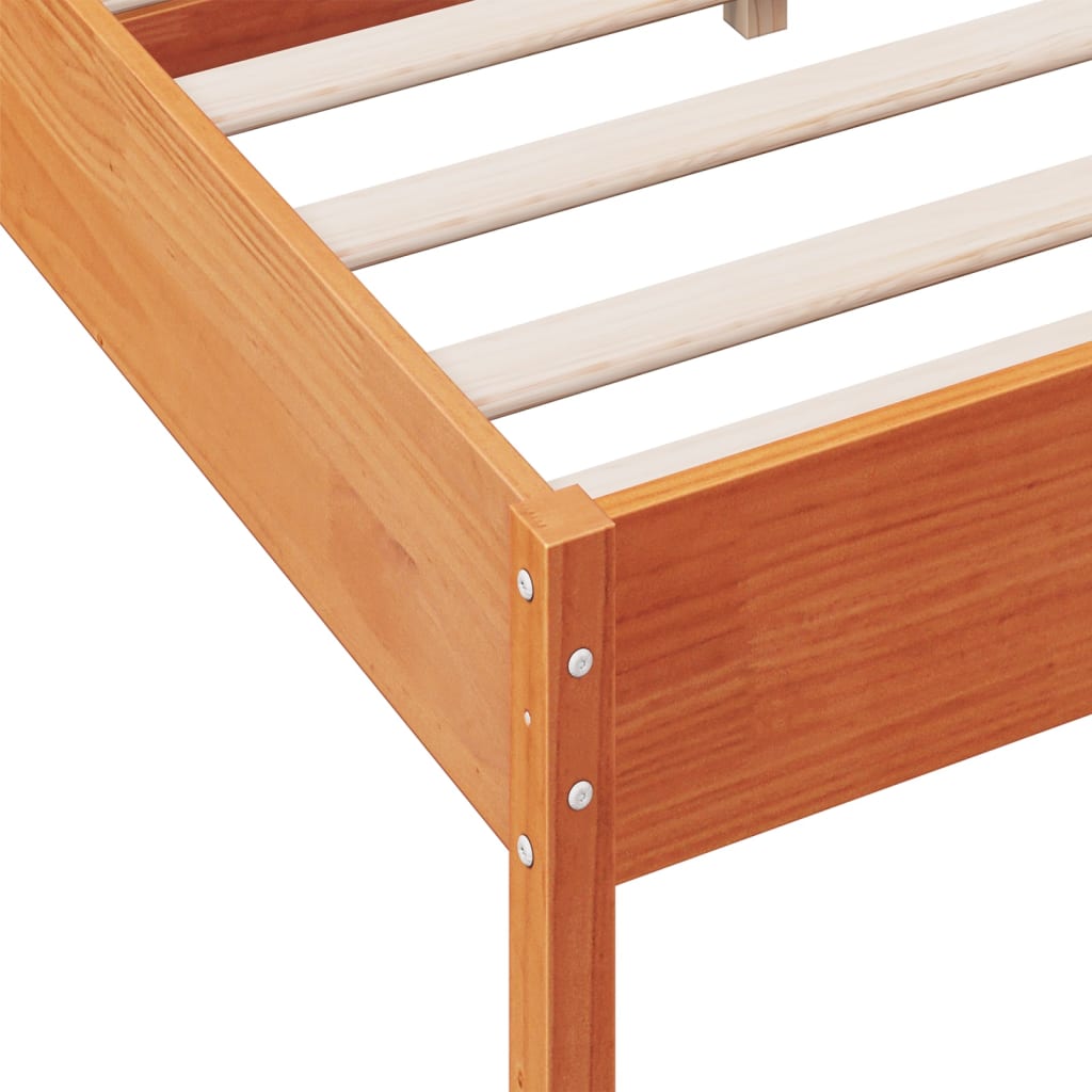 vidaXL Cama sin colchón madera maciza de pino marrón cera 140x190 cm