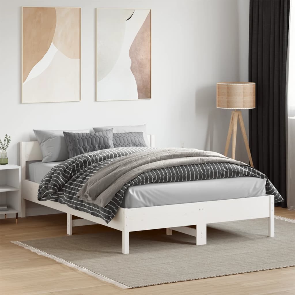 vidaXL Estructura de cama sin colchón madera maciza blanca 120x190 cm