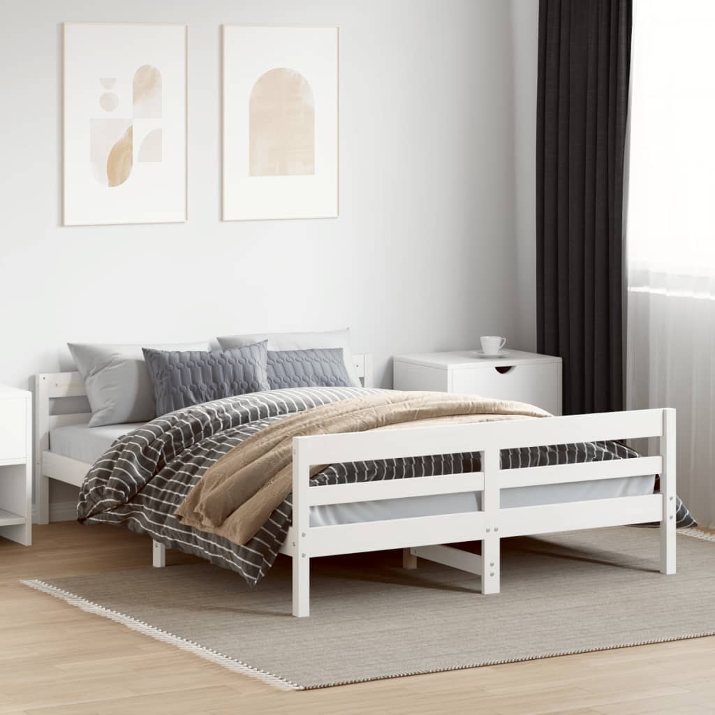 vidaXL Estructura de cama sin colchón madera de pino blanca 120x200 cm