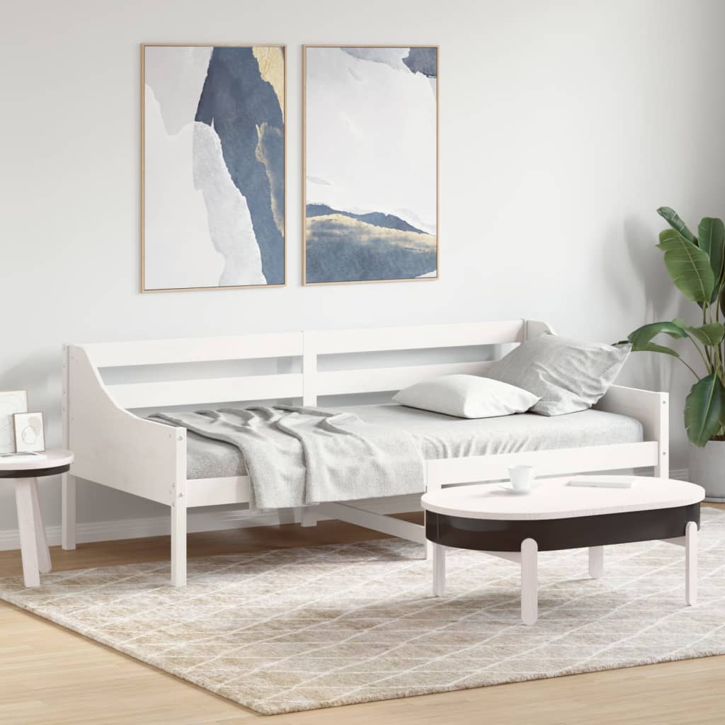 vidaXL Sofá cama de madera maciza de pino blanco 100x200 cm