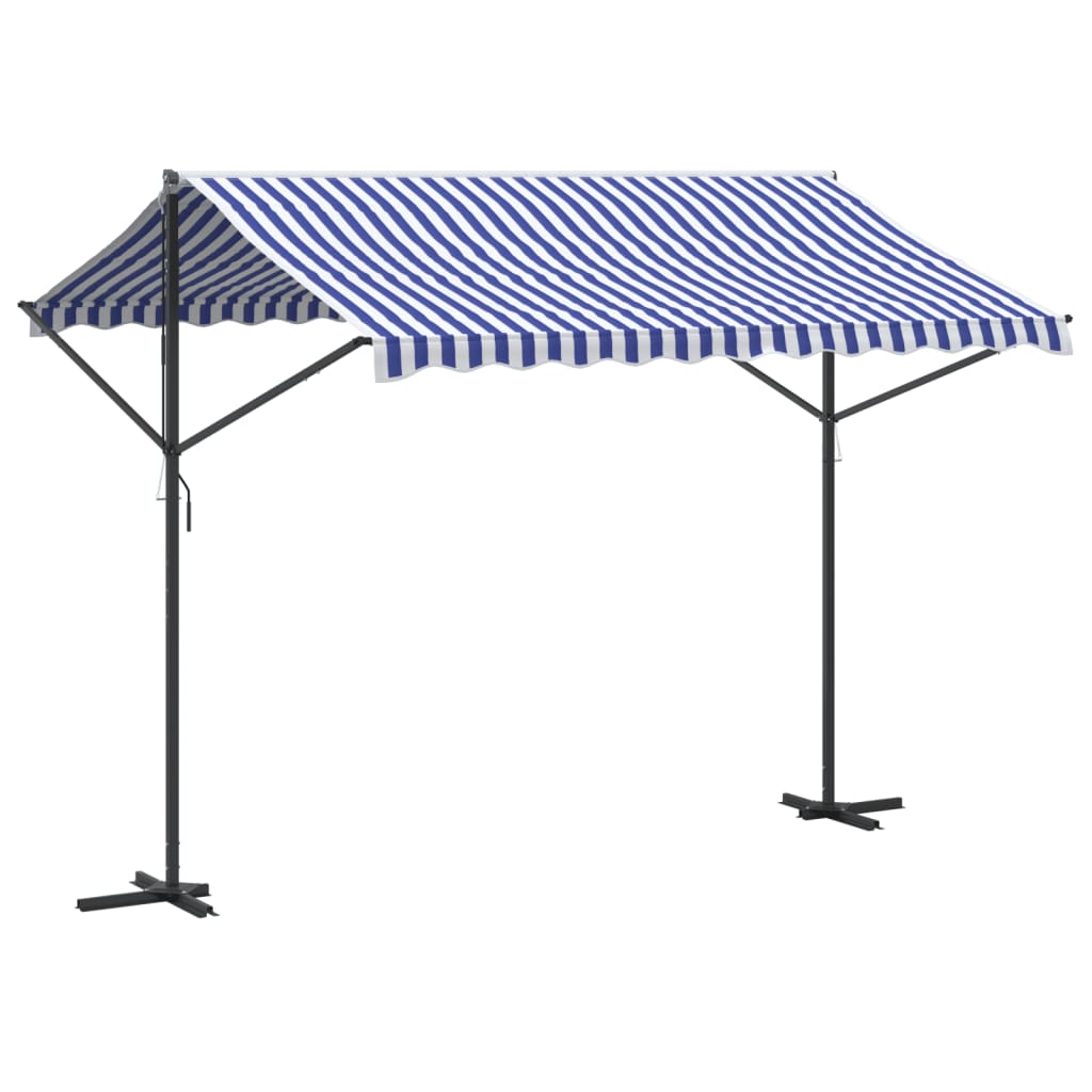 vidaXL Toldo de pie tela y acero azul y blanco 300x300 cm