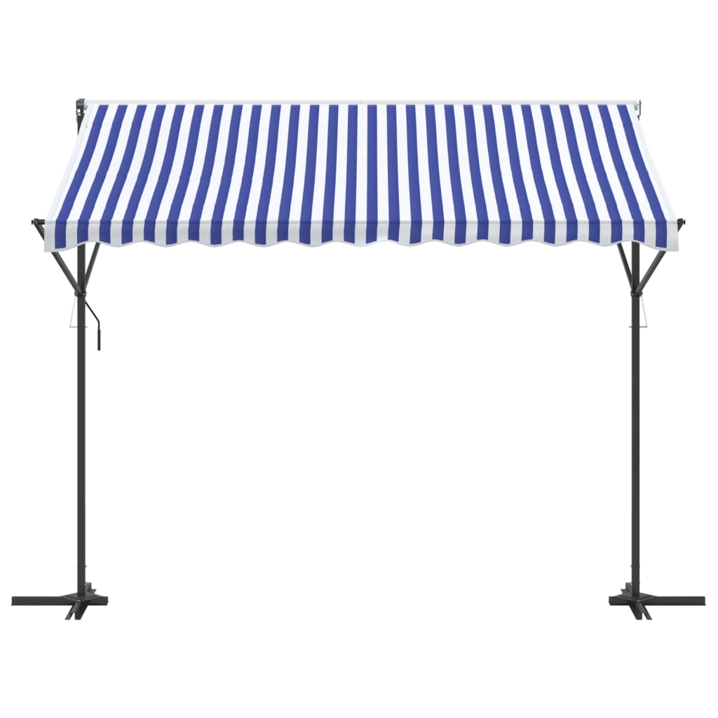 vidaXL Toldo de pie tela y acero azul y blanco 300x300 cm