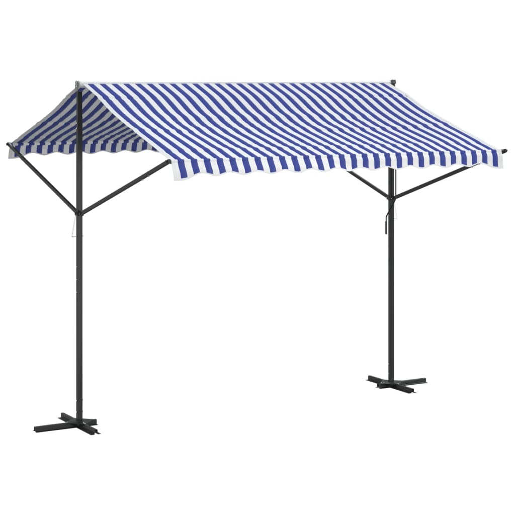 vidaXL Toldo de pie tela y acero azul y blanco 300x300 cm