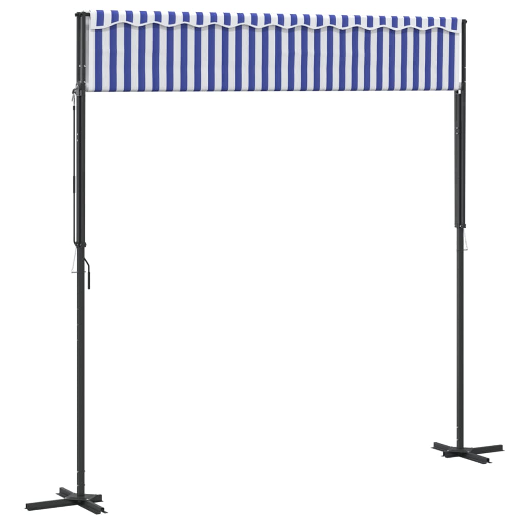 vidaXL Toldo de pie tela y acero azul y blanco 300x300 cm