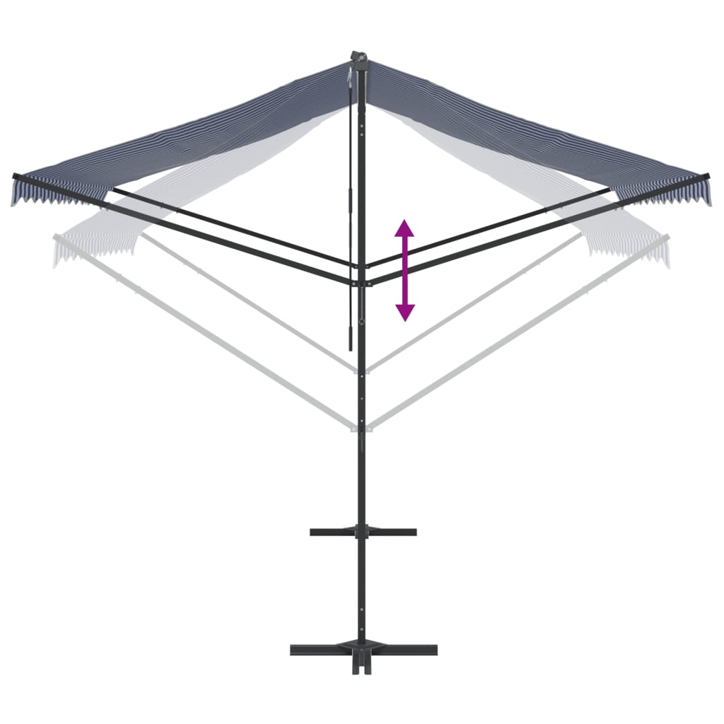 vidaXL Toldo de pie tela y acero azul y blanco 300x300 cm