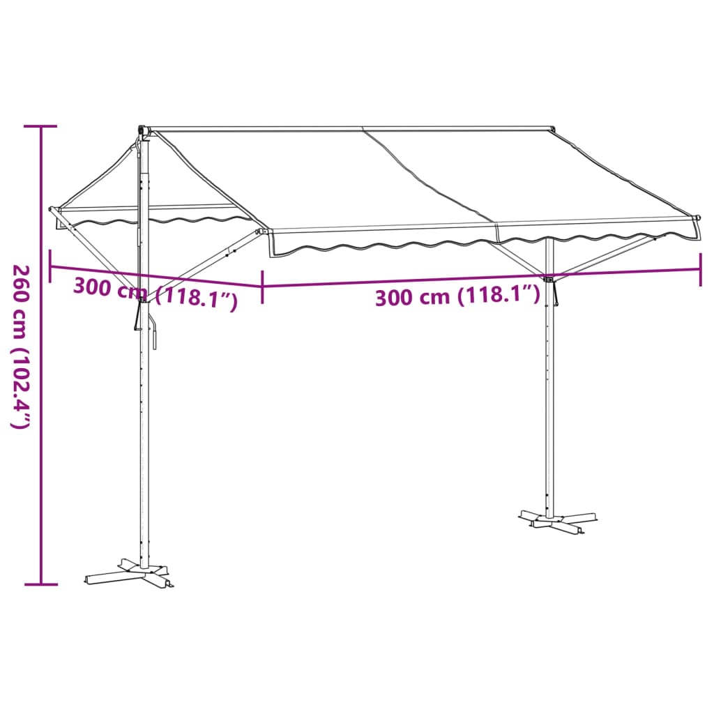 vidaXL Toldo de pie tela y acero azul y blanco 300x300 cm