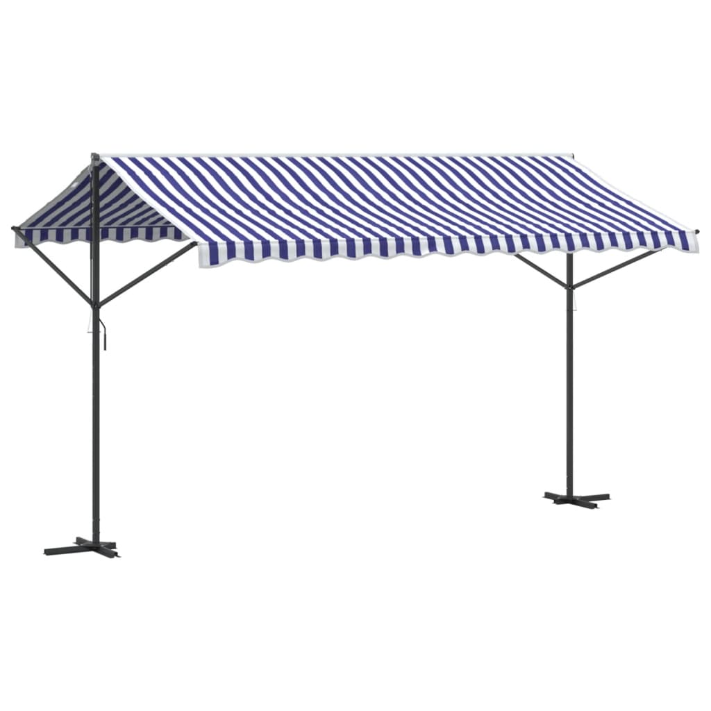 vidaXL Toldo de pie tela y acero azul y blanco 400x300 cm