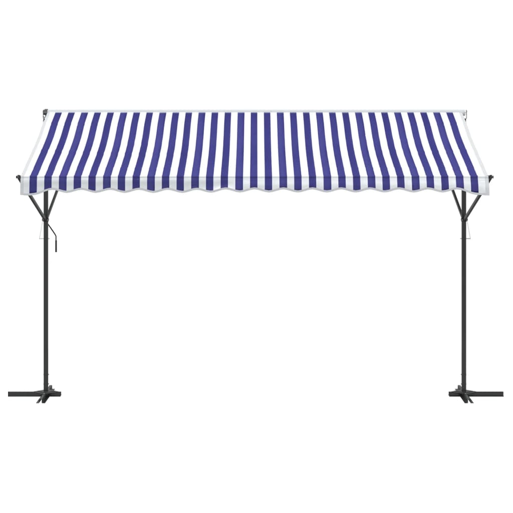 vidaXL Toldo de pie tela y acero azul y blanco 400x300 cm