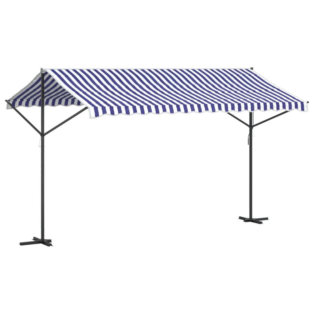 vidaXL Toldo de pie tela y acero azul y blanco 400x300 cm