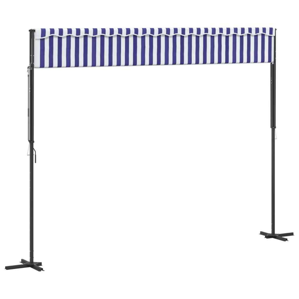 vidaXL Toldo de pie tela y acero azul y blanco 400x300 cm