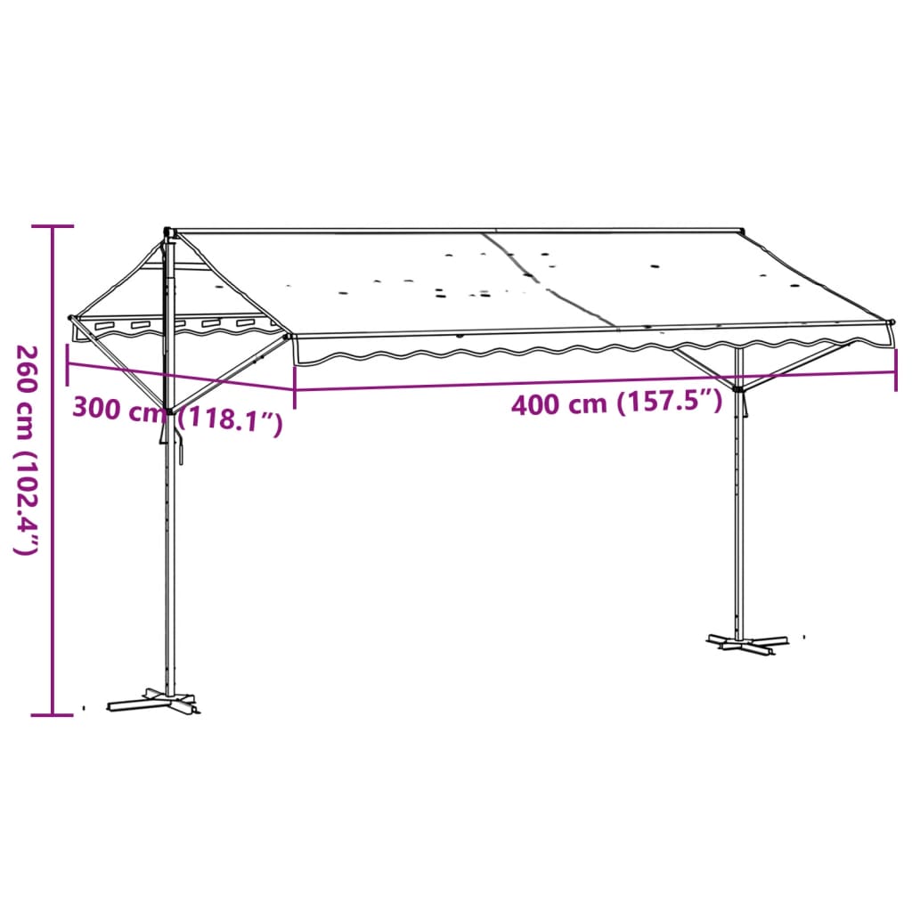 vidaXL Toldo de pie tela y acero azul y blanco 400x300 cm