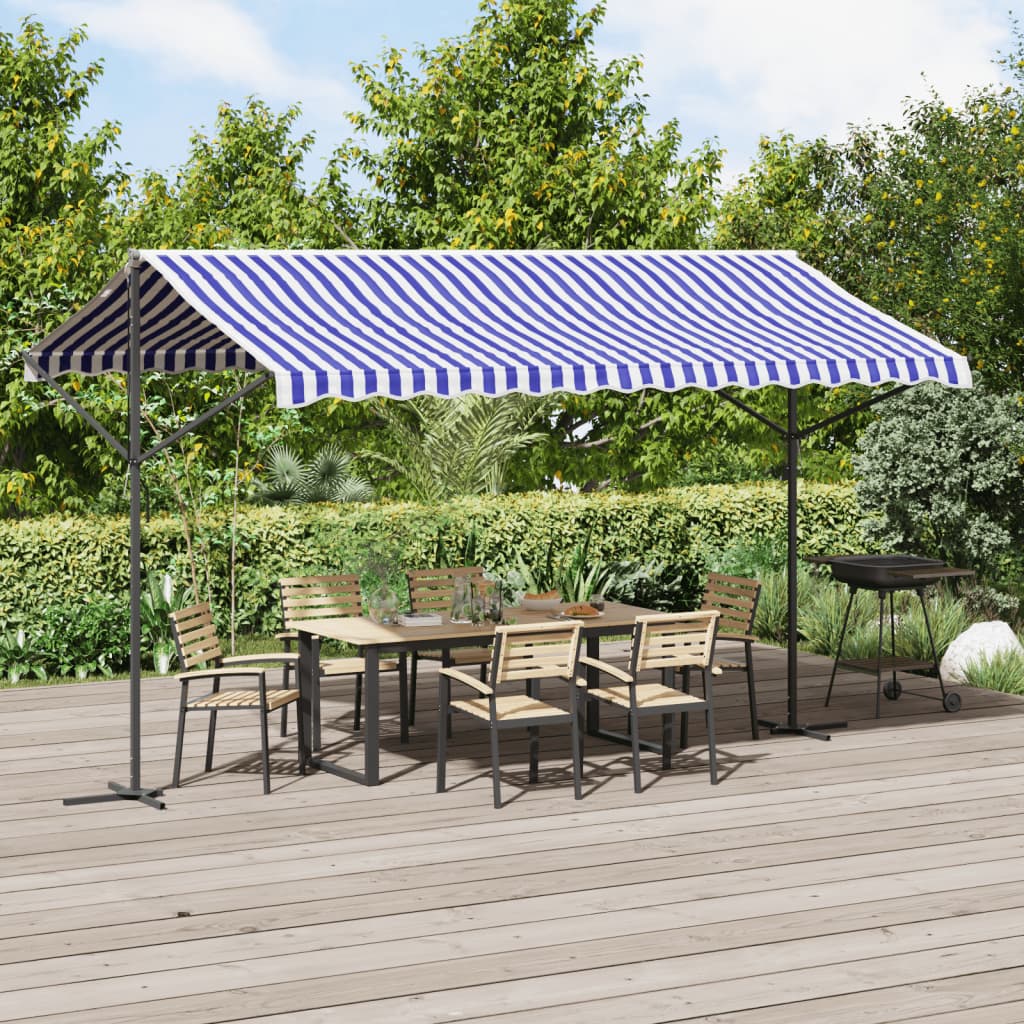 vidaXL Toldo de pie tela y acero azul y blanco 400x300 cm