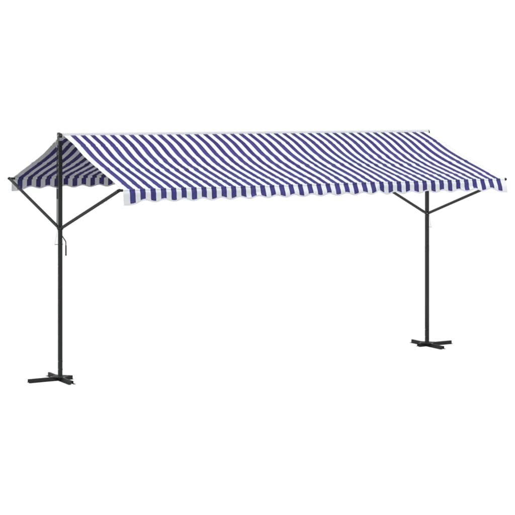 vidaXL Toldo de pie tela y acero azul y blanco 500x300 cm