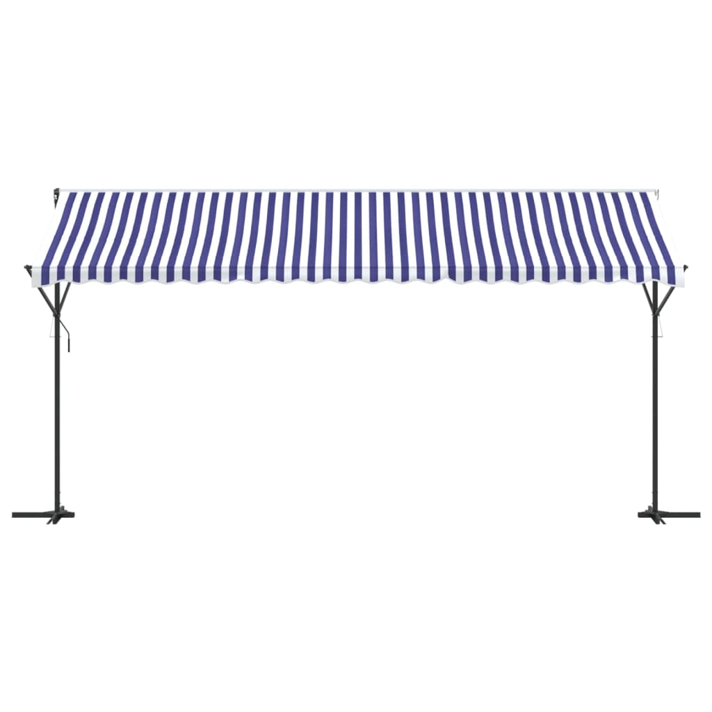 vidaXL Toldo de pie tela y acero azul y blanco 500x300 cm