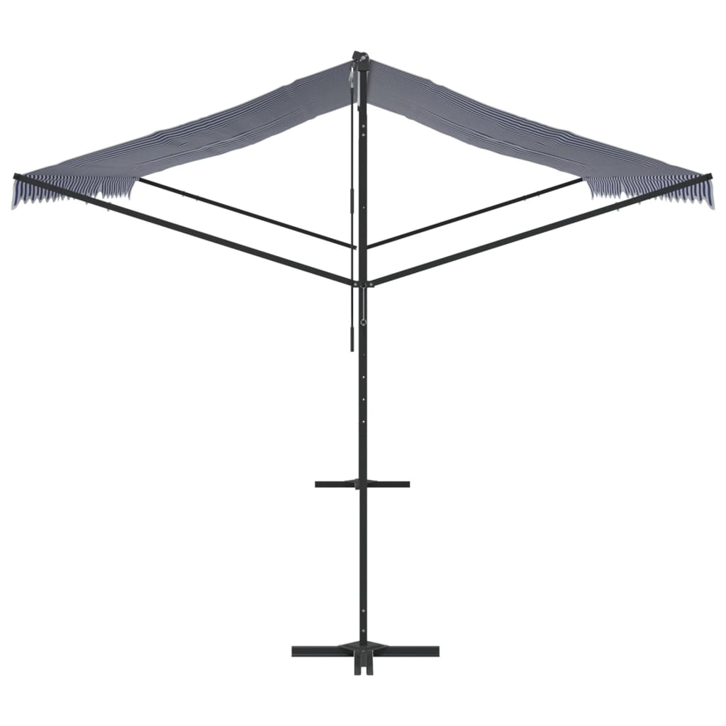 vidaXL Toldo de pie tela y acero azul y blanco 500x300 cm