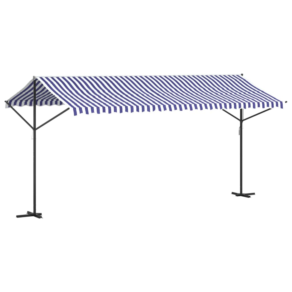 vidaXL Toldo de pie tela y acero azul y blanco 500x300 cm