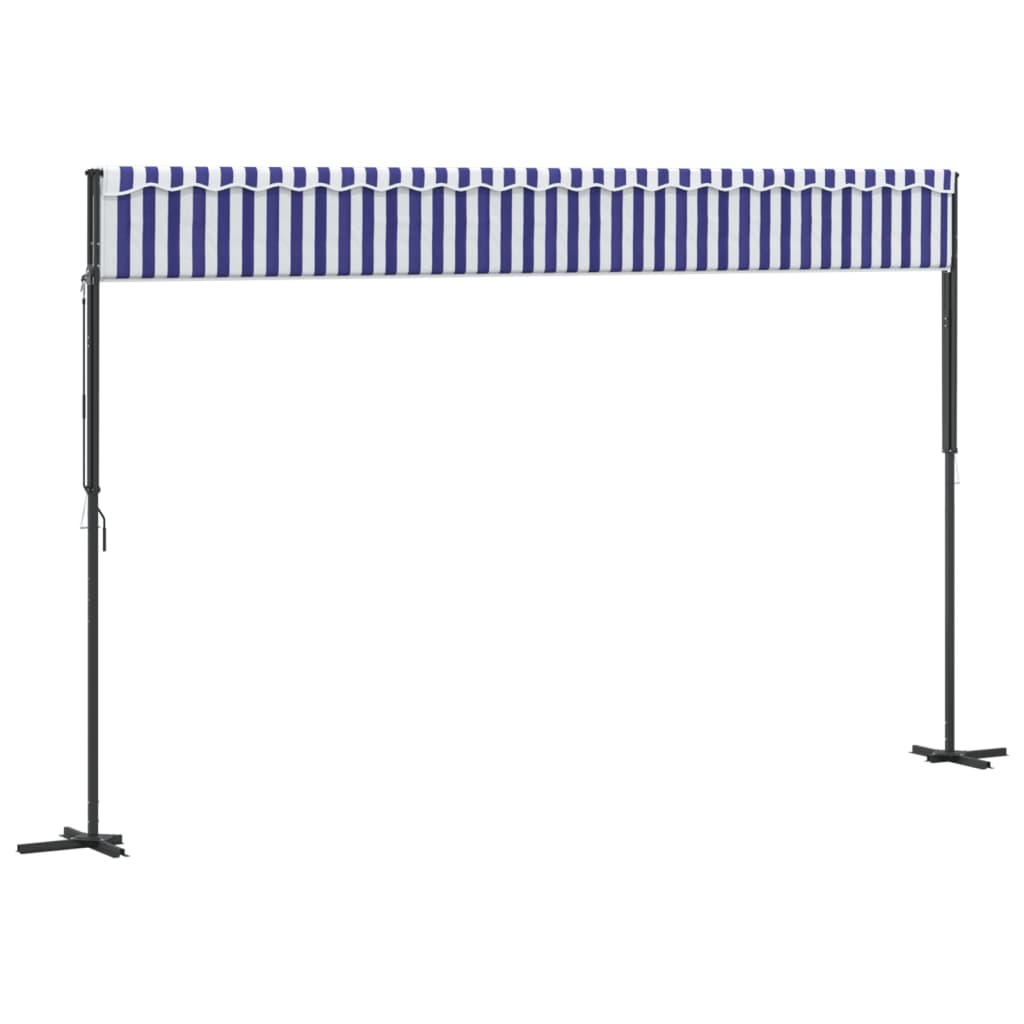 vidaXL Toldo de pie tela y acero azul y blanco 500x300 cm