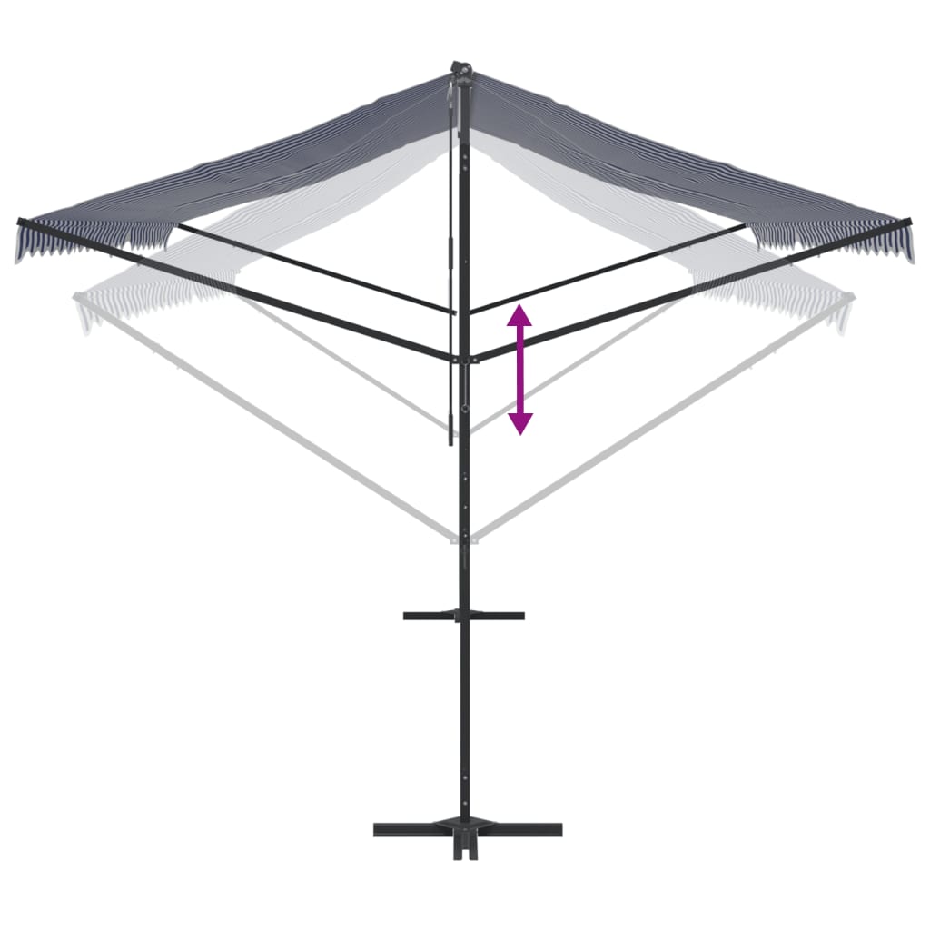 vidaXL Toldo de pie tela y acero azul y blanco 500x300 cm