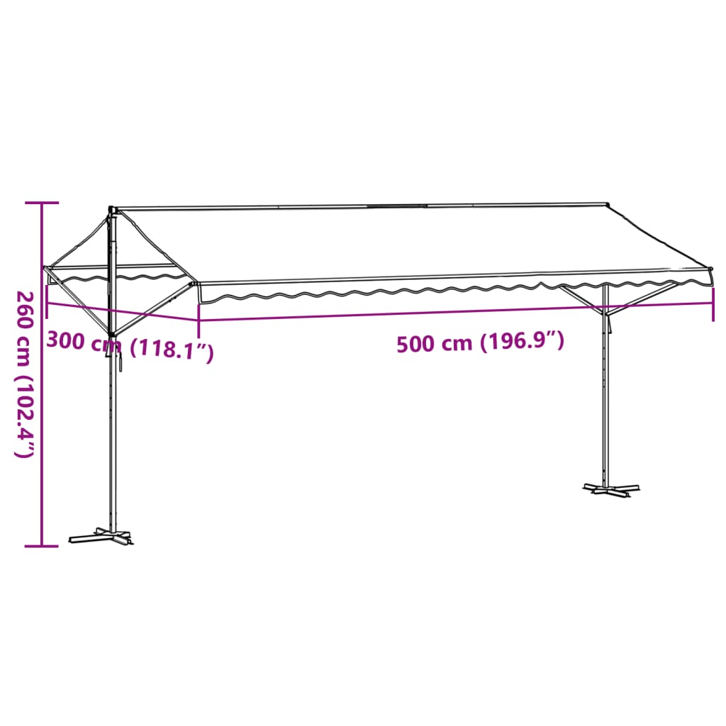 vidaXL Toldo de pie tela y acero azul y blanco 500x300 cm