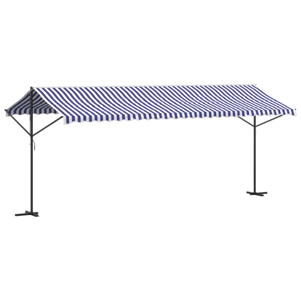 vidaXL Toldo de pie tela y acero azul y blanco 600x300 cm