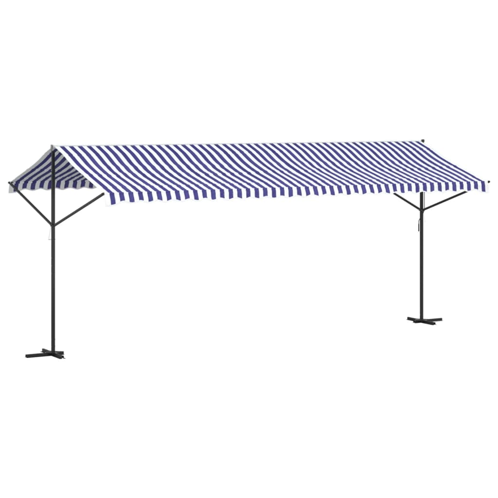 vidaXL Toldo de pie tela y acero azul y blanco 600x300 cm