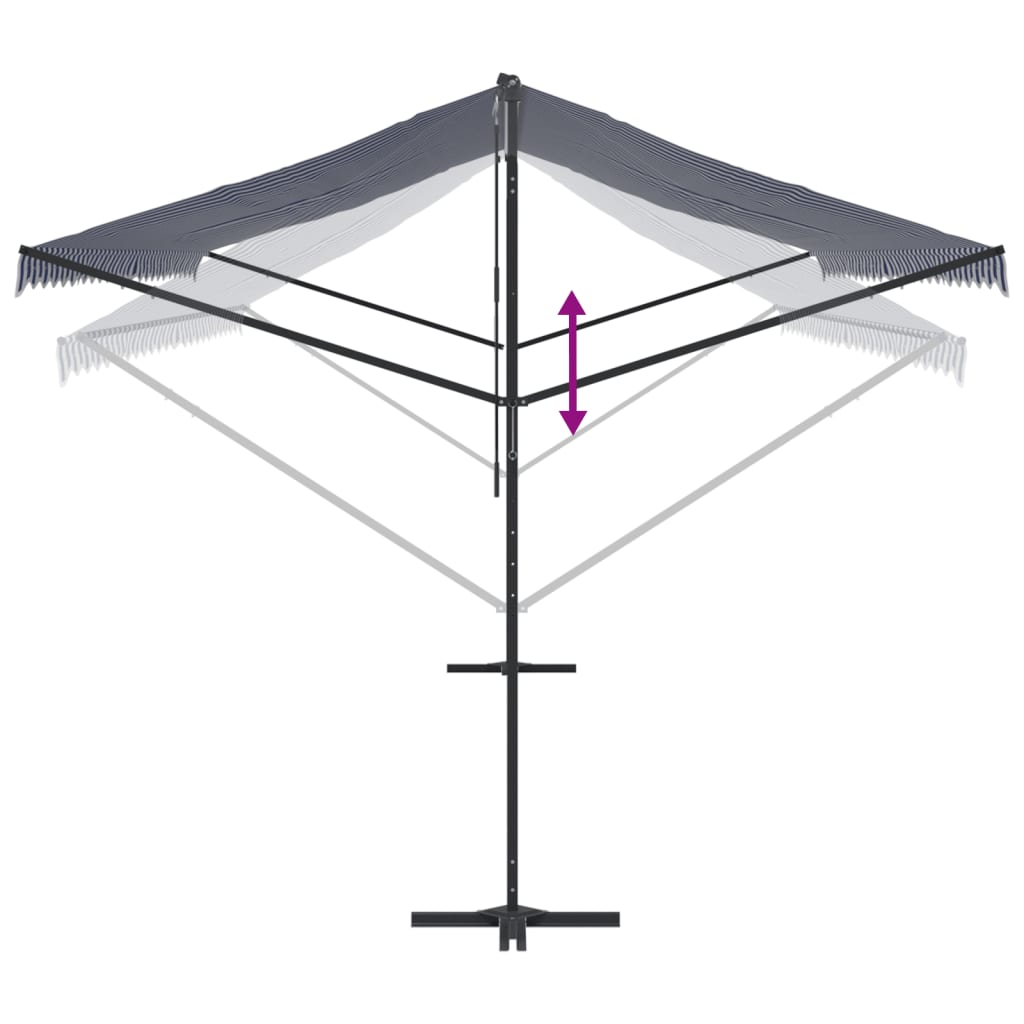 vidaXL Toldo de pie tela y acero azul y blanco 600x300 cm