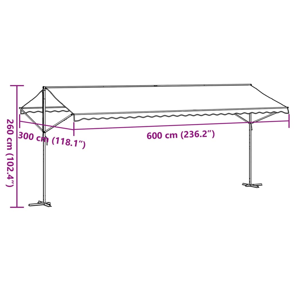 vidaXL Toldo de pie tela y acero azul y blanco 600x300 cm