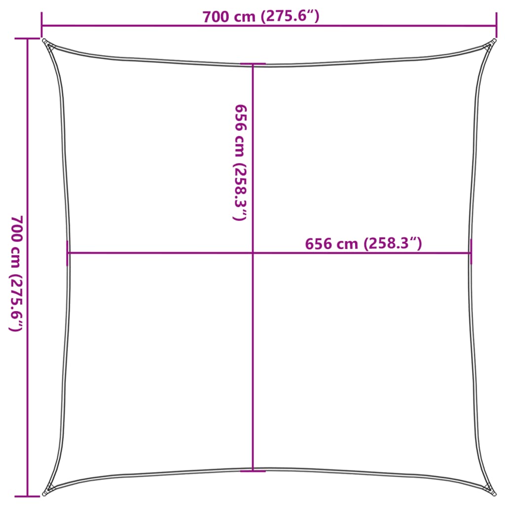 vidaXL Toldo de vela poliéster oxford 100% arena 7x7 m