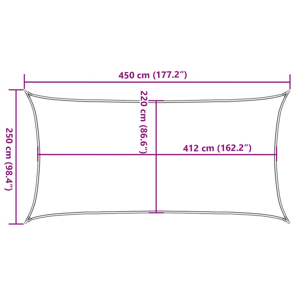 vidaXL Toldo de vela poliéster oxford 100% gris claro 4,5x2,5 m