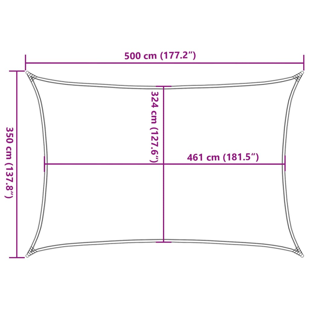 vidaXL Toldo de vela poliéster oxford 100% gris claro 5x3,5 m