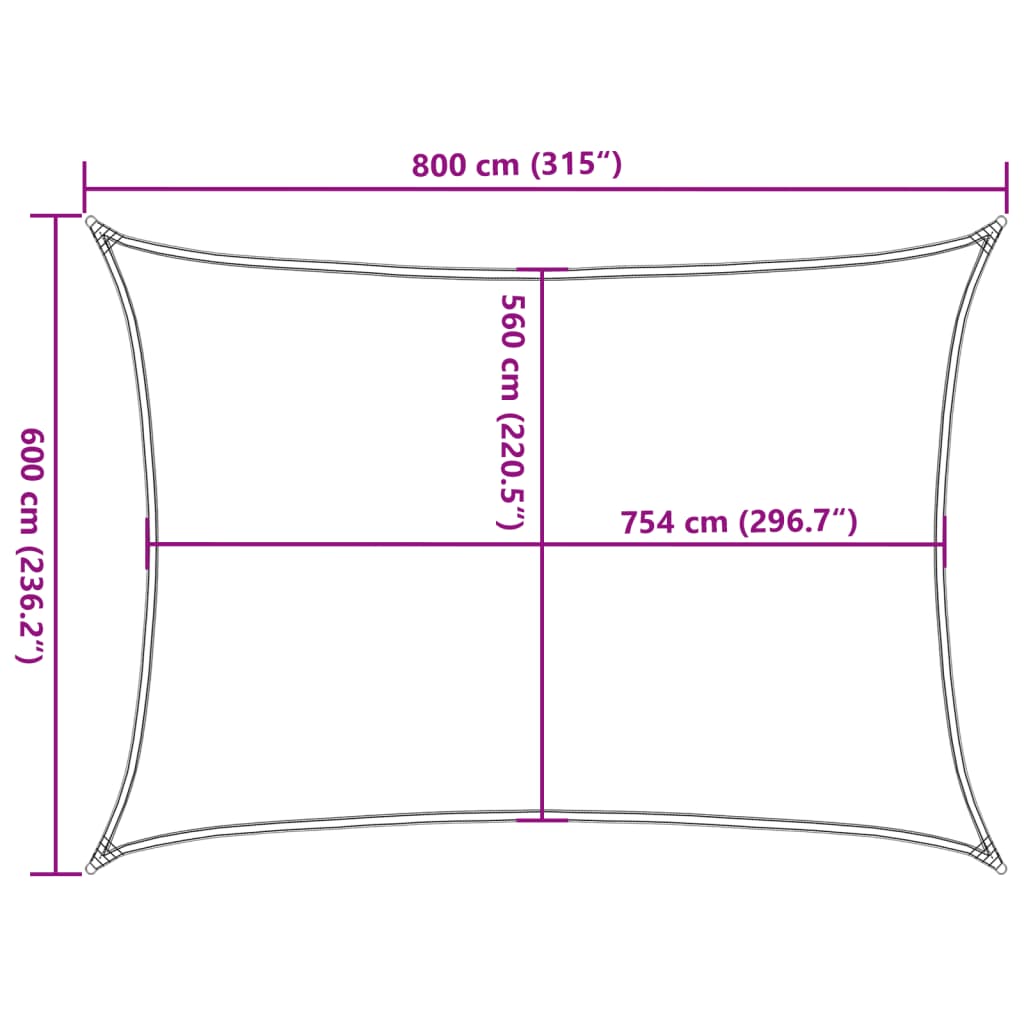 vidaXL Toldo de vela poliéster oxford 100% gris claro 8x6 m