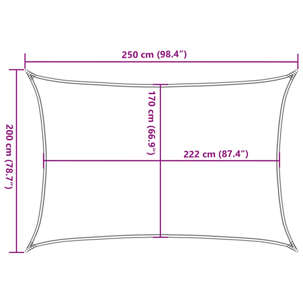 vidaXL Toldo de vela poliéster oxford 100% arena 2,5x2 m