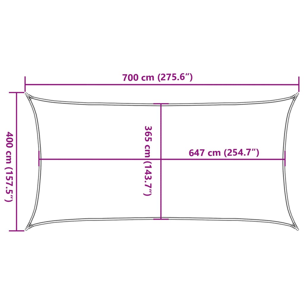 vidaXL Toldo de vela poliéster oxford 100% arena 7x4 m